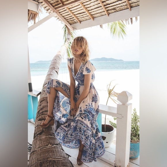 Spell & the Gypsy Hotel Paradiso Gown Bluebird Maxi Hi Lo Dress - Picture 15 of 16